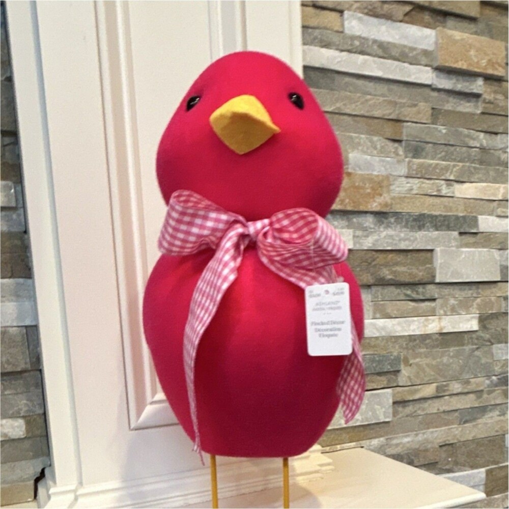 Ashland Cute Flocked Chick Bird Figurine Pink Spring Easter Decor 15 in